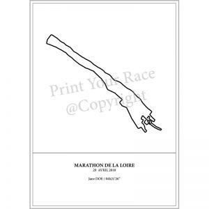 Aperçu de l'affiche représentant le tracé du marathon de Saumur en 2018 par Print Your Race