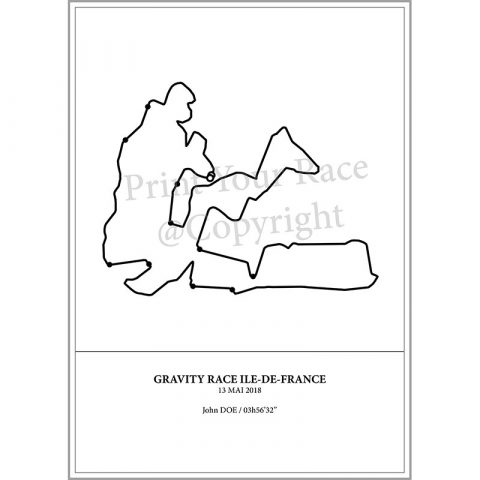 Aperçu de l'affiche représentant le tracé de la Gravity Race d'Ile de France par Print Your Race